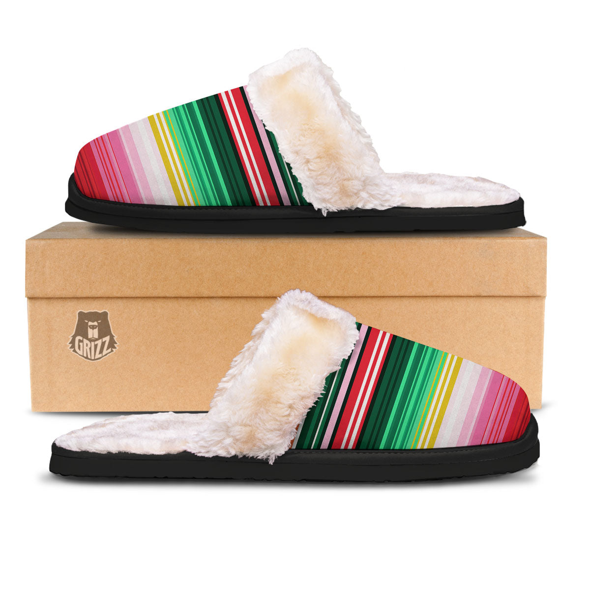Blanket Mexican Serape Print Pattern Slippers-grizzshop