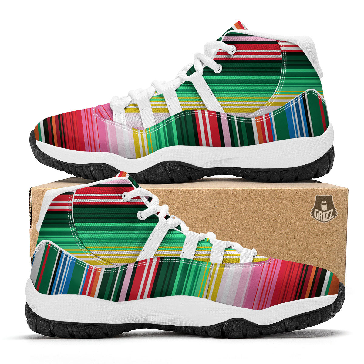 Blanket Mexican Serape Print Pattern White Bball Shoes-grizzshop
