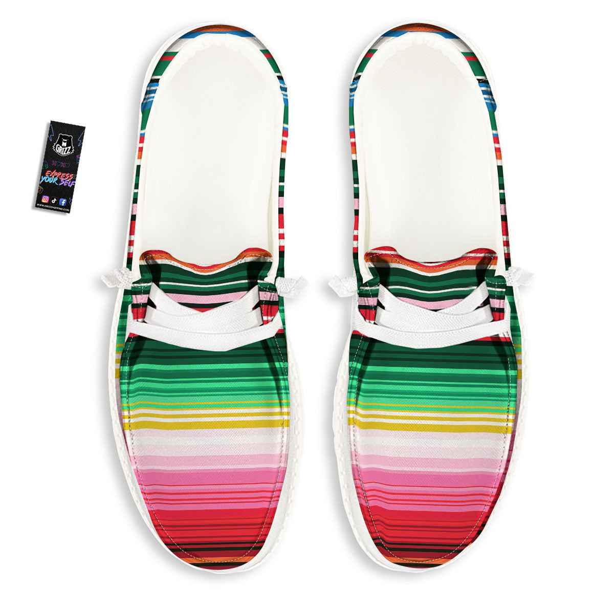Blanket Mexican Serape Print Pattern White Loafers-grizzshop
