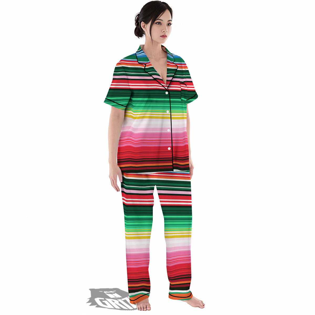 Blanket Mexican Serape Print Pattern Women's Pajamas Set-grizzshop