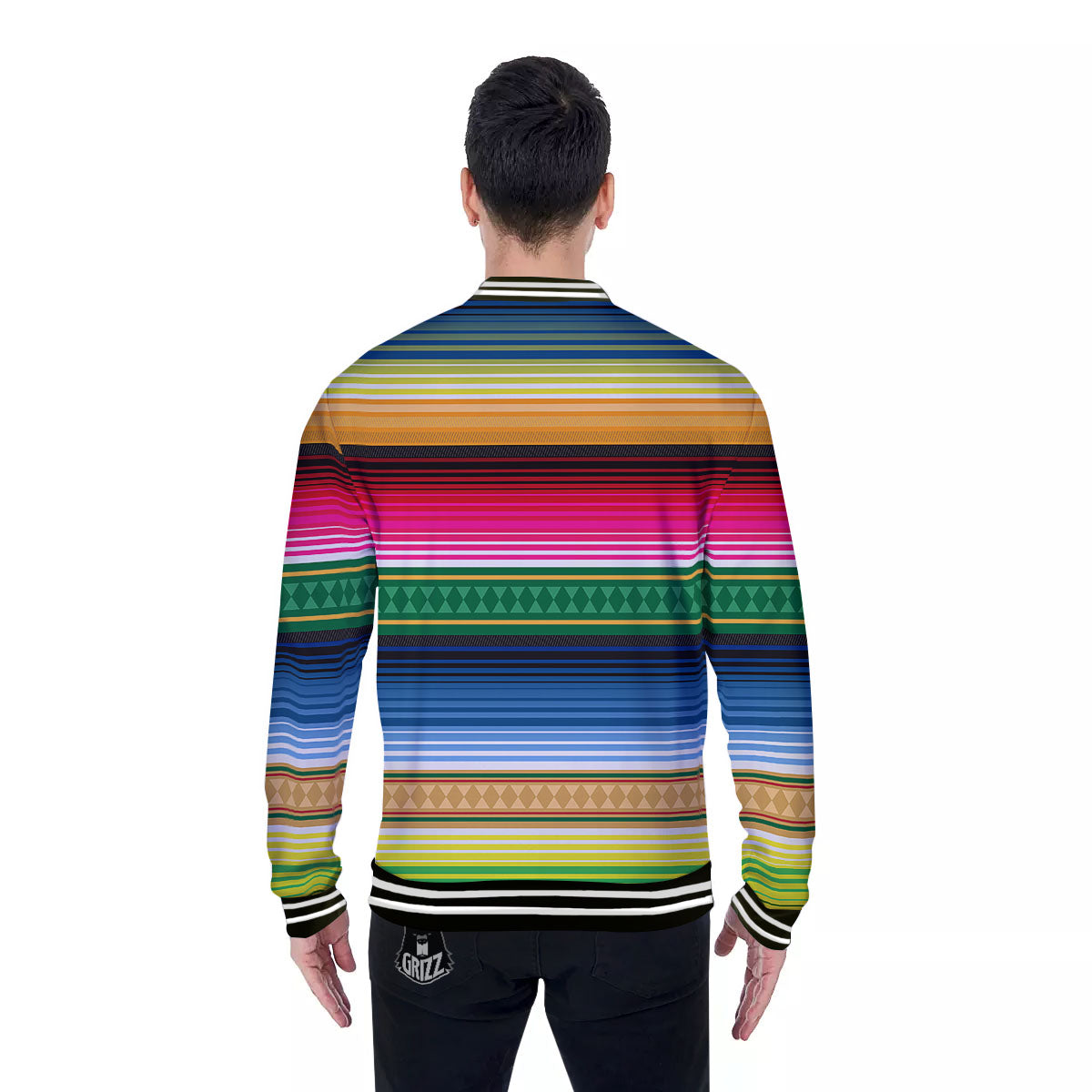 Blanket Mexican Striped Print Pattern Baseball Jacket-grizzshop