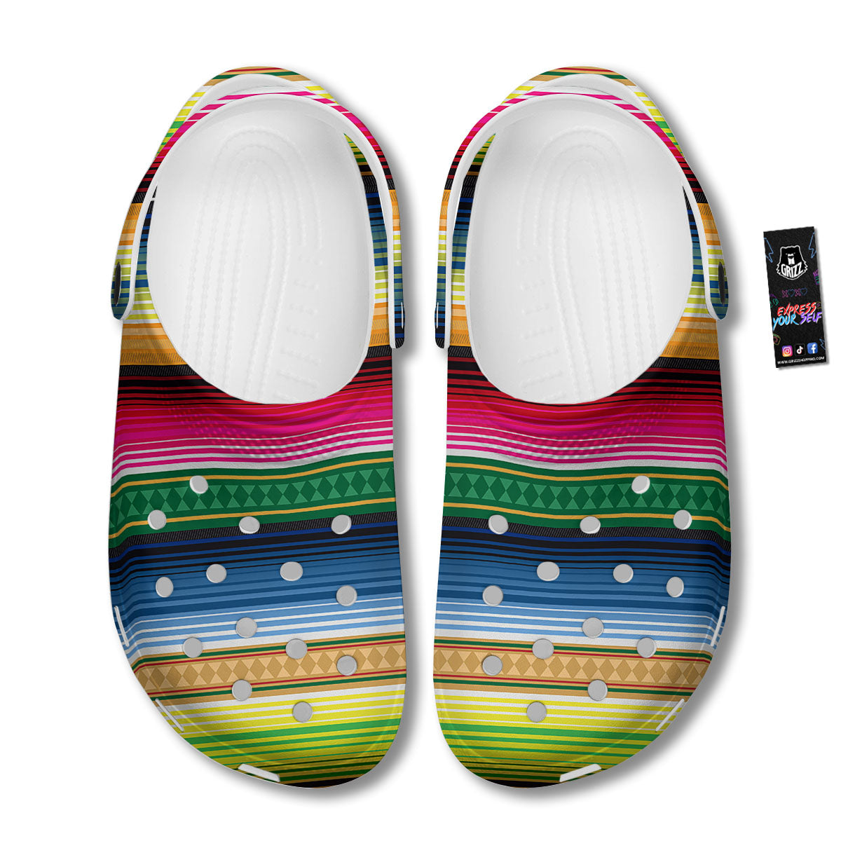 Blanket Mexican Striped Print Pattern Clog-grizzshop