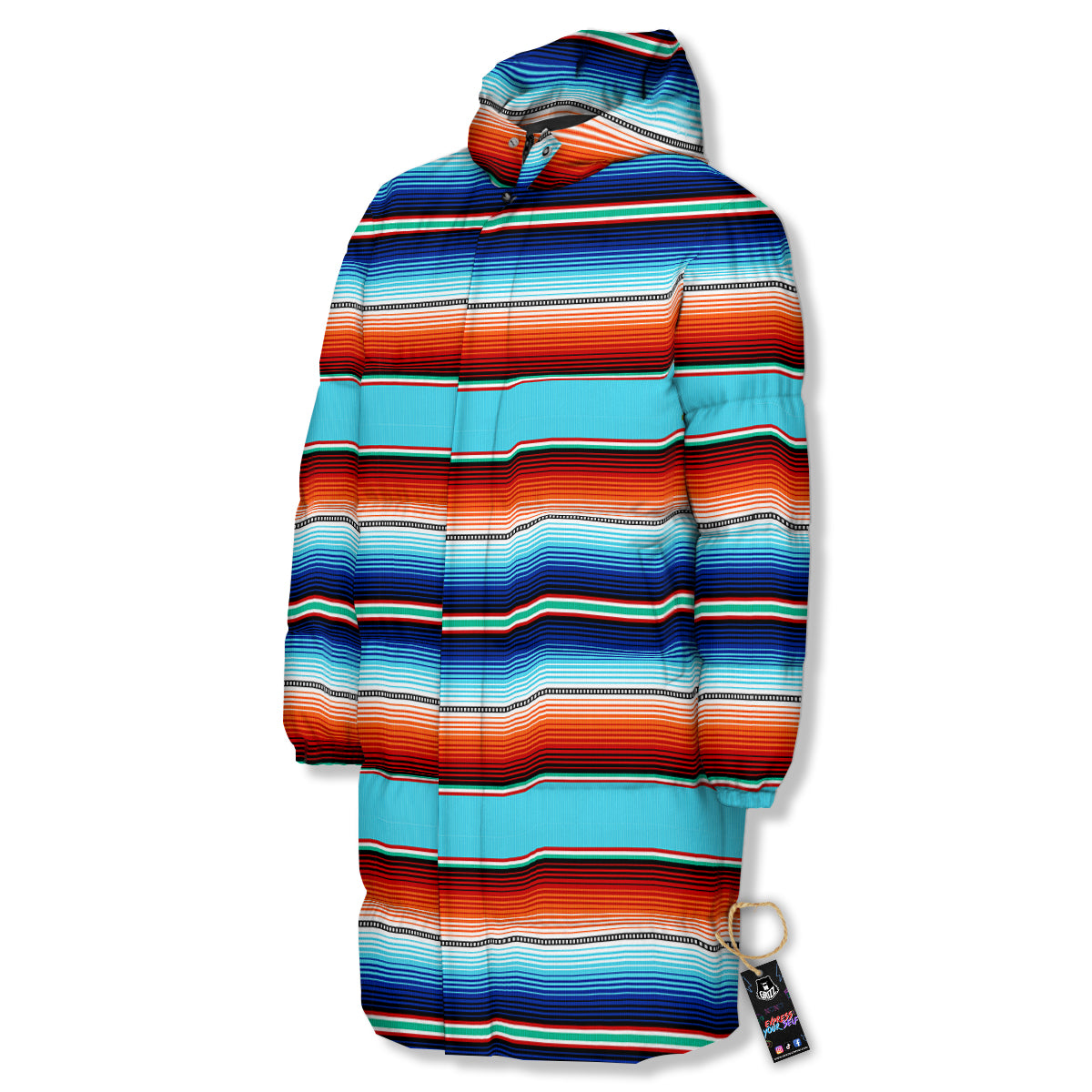Blanket Mexican Vintage Print Pattern Long Down Jacket-grizzshop