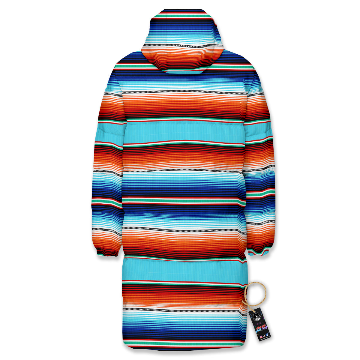 Blanket Mexican Vintage Print Pattern Long Down Jacket-grizzshop
