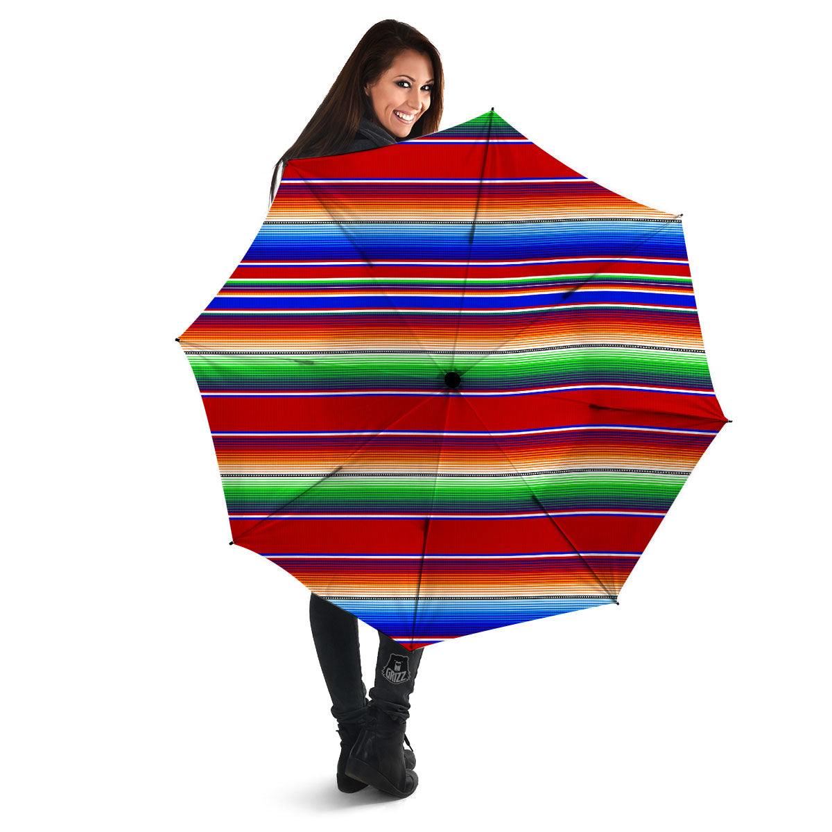 Blanket Stripe Ethnic Mexican Print Umbrella-grizzshop