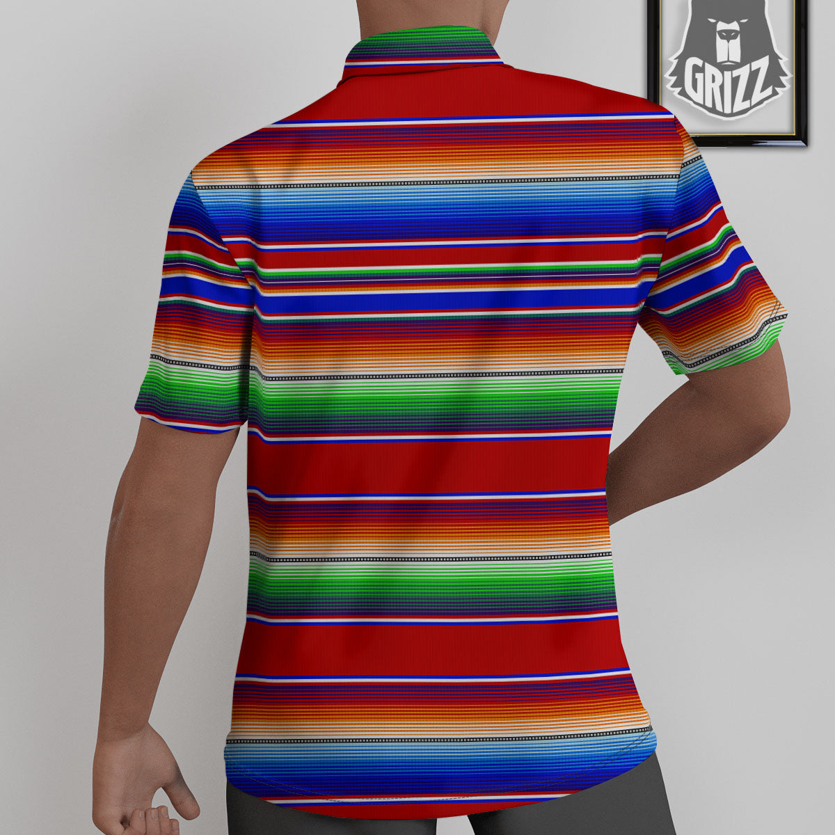 Blanket Stripe Ethnic Mexican Print Untucked Shirts-grizzshop