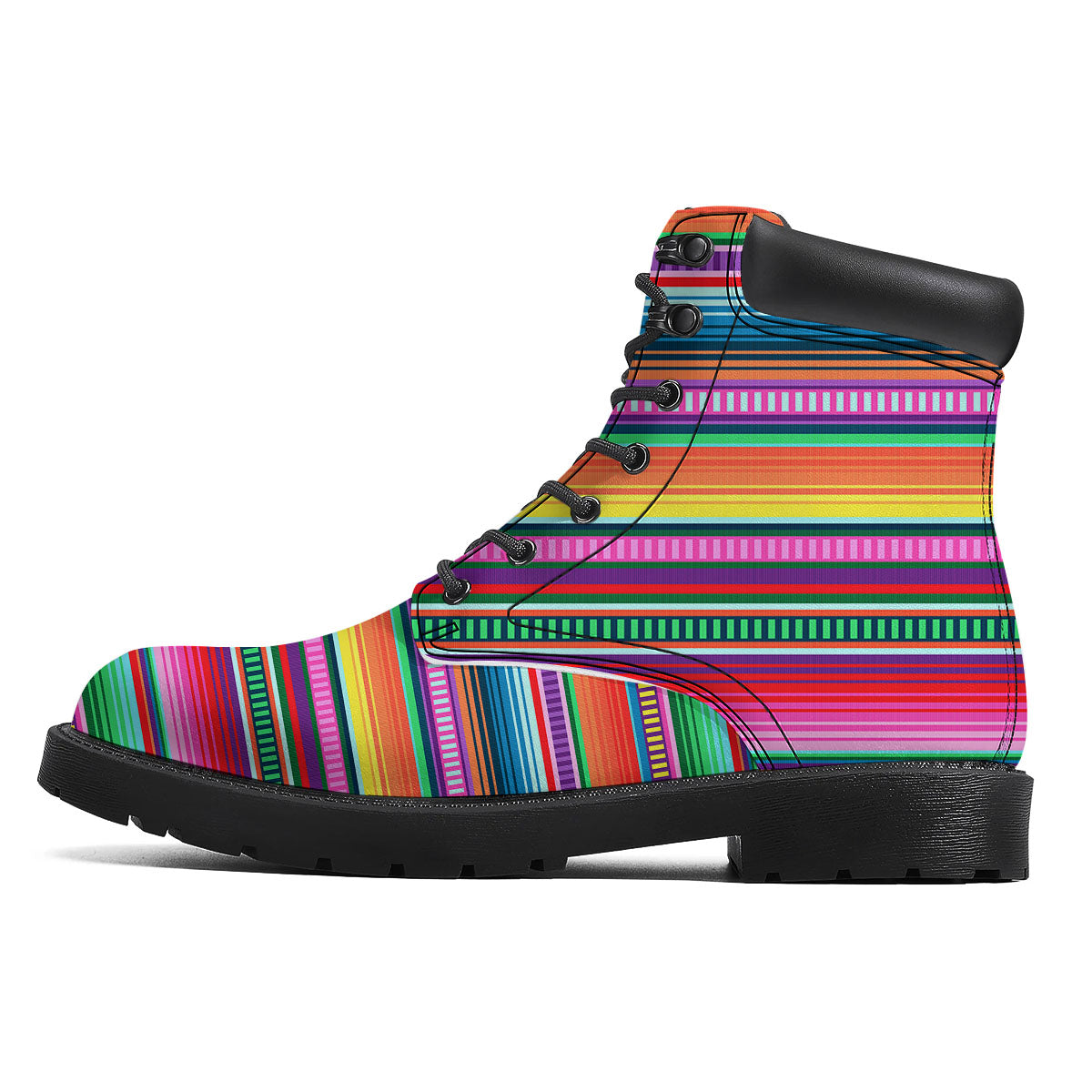 Blanket Stripe Ethnic Serape Print Boots-grizzshop