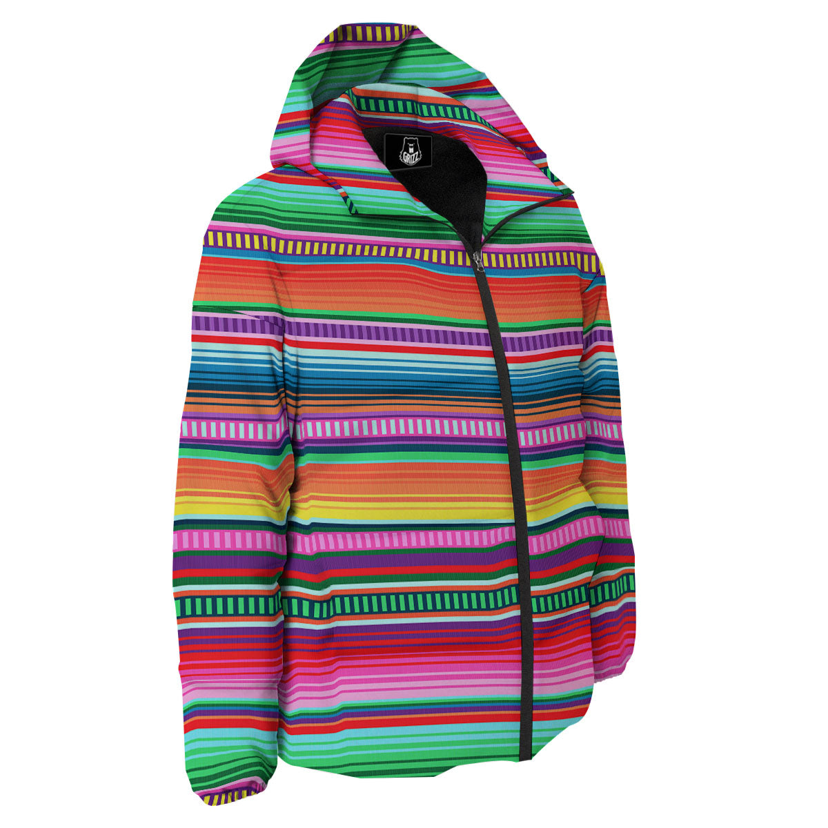 Blanket Stripe Ethnic Serape Print Down Jacket-grizzshop