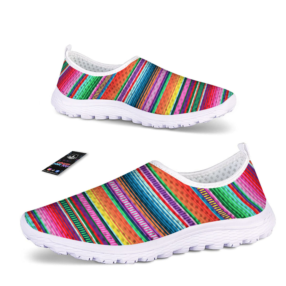 Blanket Stripe Ethnic Serape Print Nurse Shoes-grizzshop