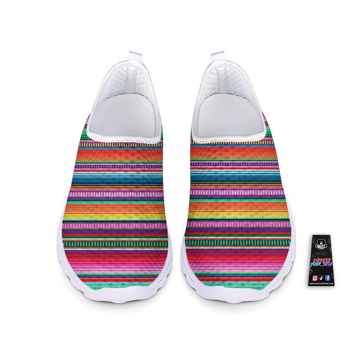 Blanket Stripe Ethnic Serape Print Nurse Shoes-grizzshop