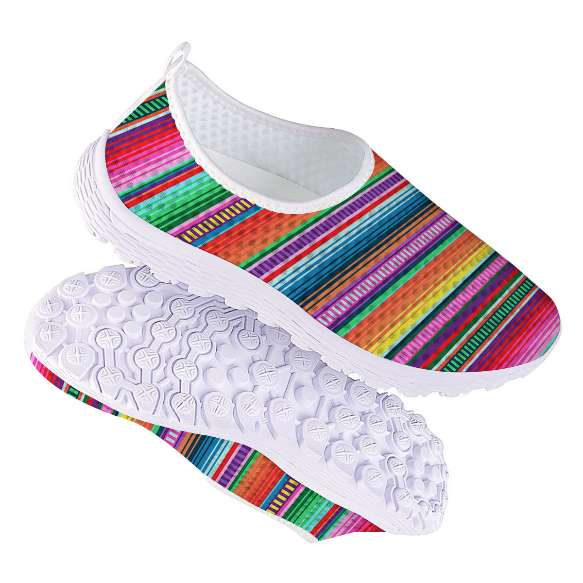 Blanket Stripe Ethnic Serape Print Nurse Shoes-grizzshop