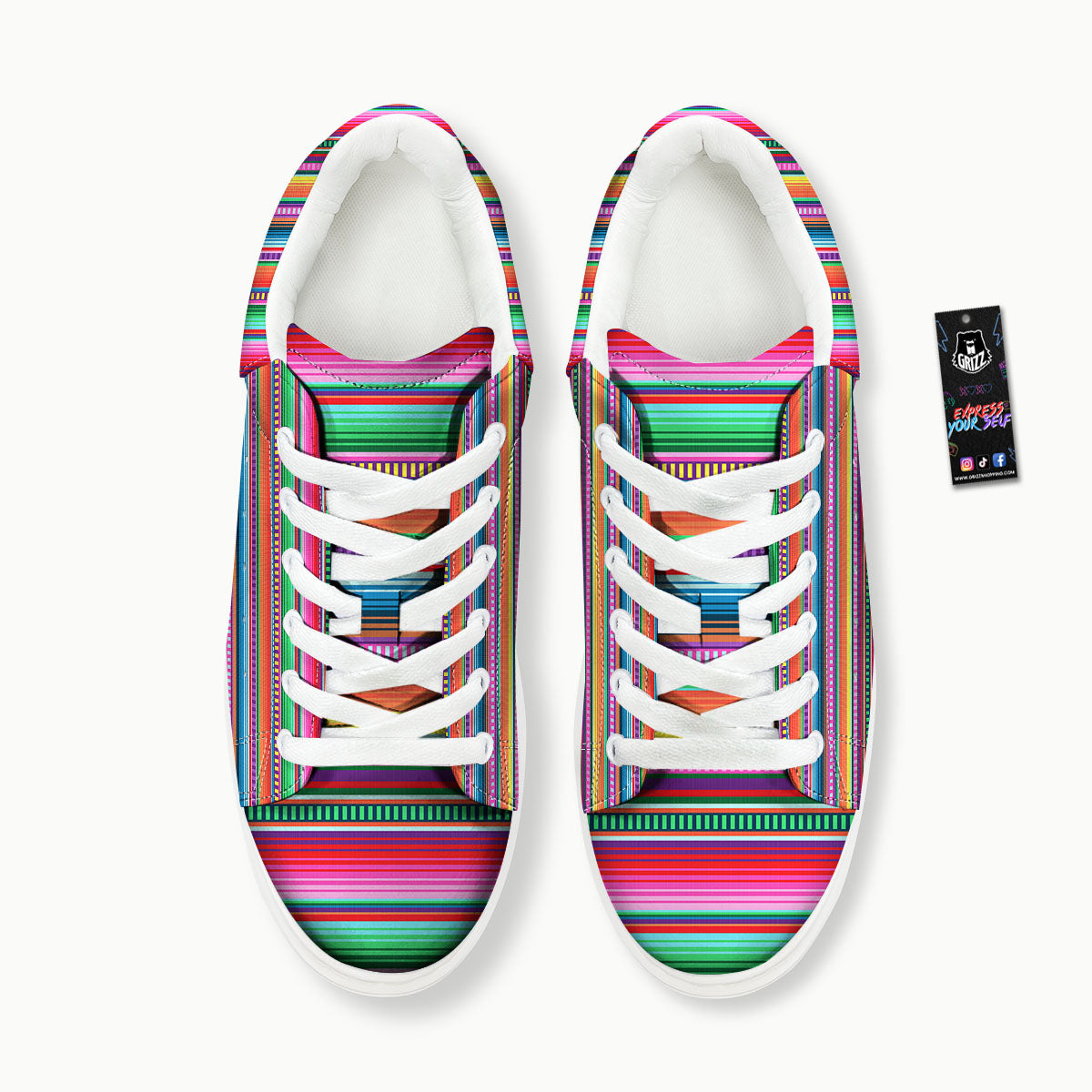 Blanket Stripe Ethnic Serape Print Platform Shoes-grizzshop