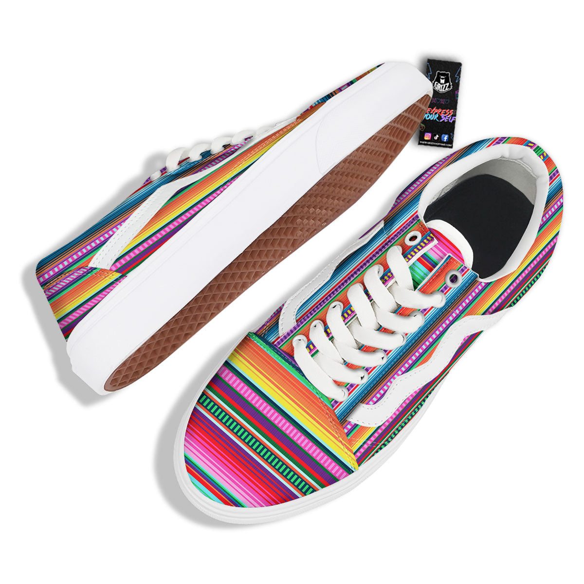 Blanket Stripe Ethnic Serape Print Skate Shoes-grizzshop