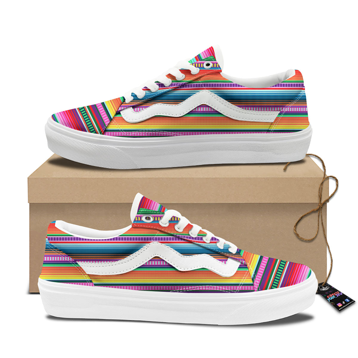 Blanket Stripe Ethnic Serape Print Skate Shoes-grizzshop