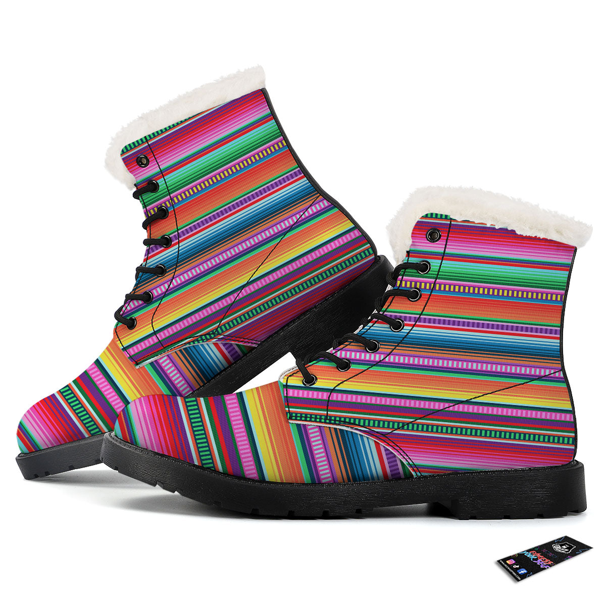 Blanket Stripe Ethnic Serape Print Winter Boots-grizzshop