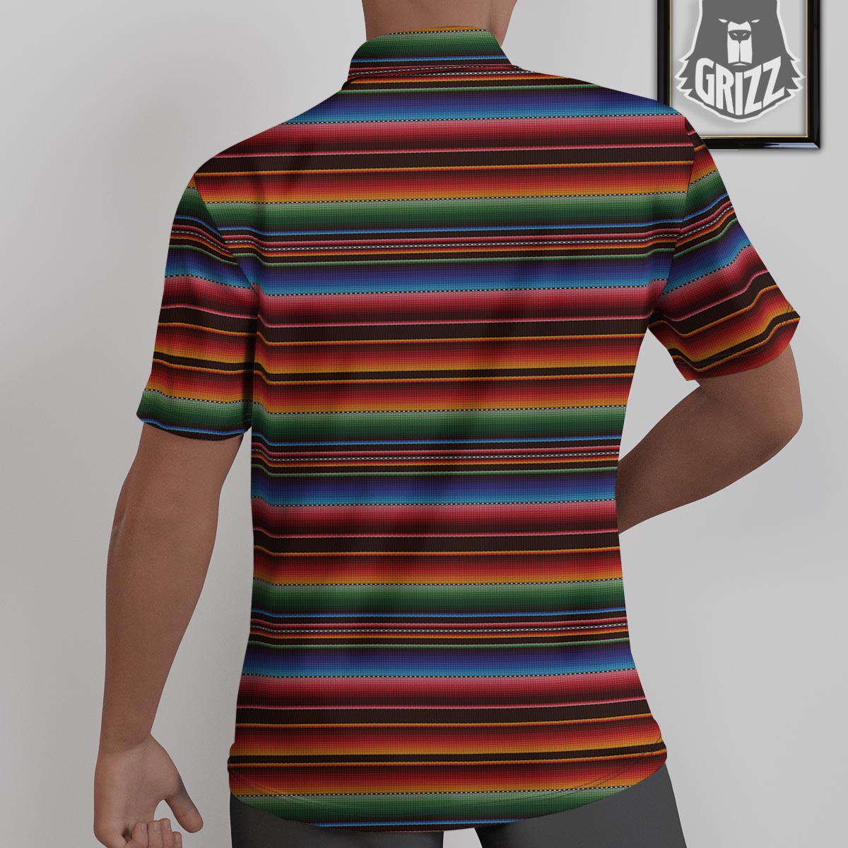 Blanket Stripe Tribal Mexican Print Untucked Shirts-grizzshop