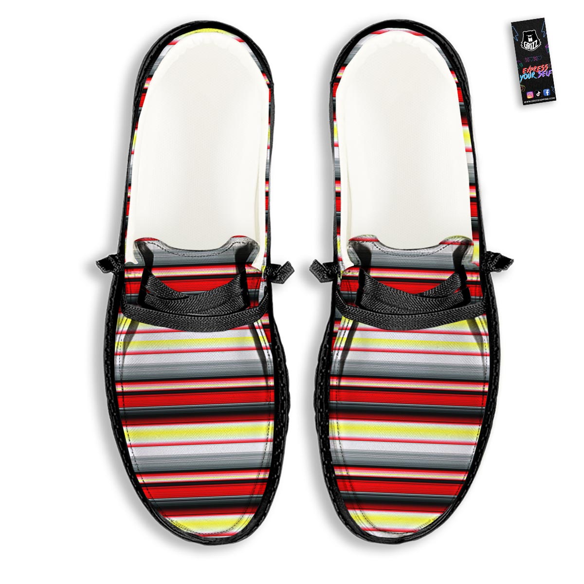 Blanket Stripe Tribal Serape Print Pattern Black Loafers-grizzshop