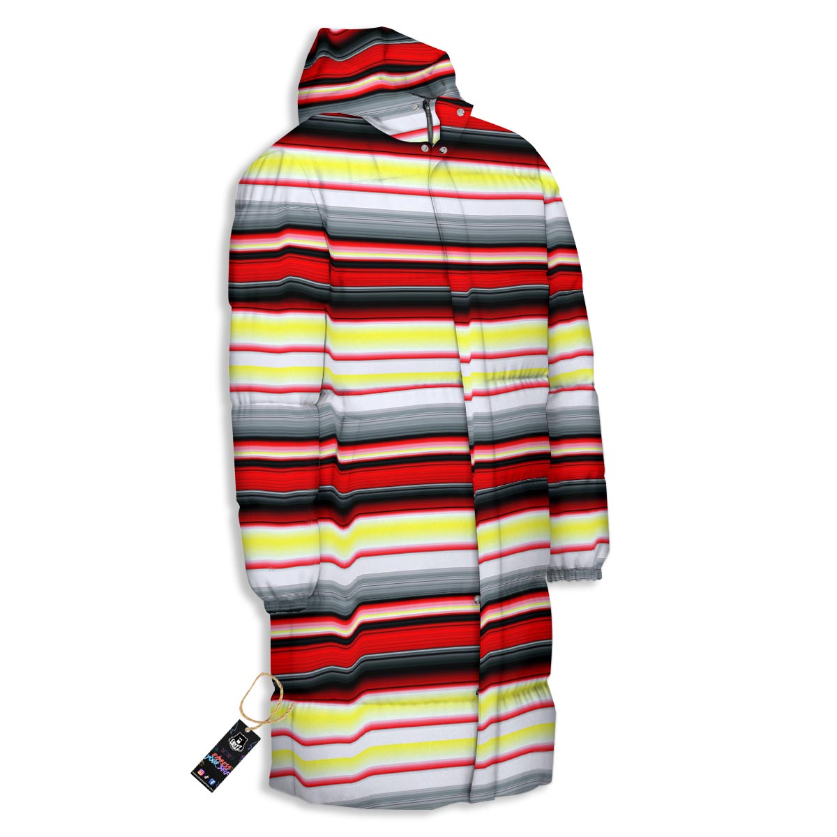 Blanket Stripe Tribal Serape Print Pattern Long Down Jacket-grizzshop