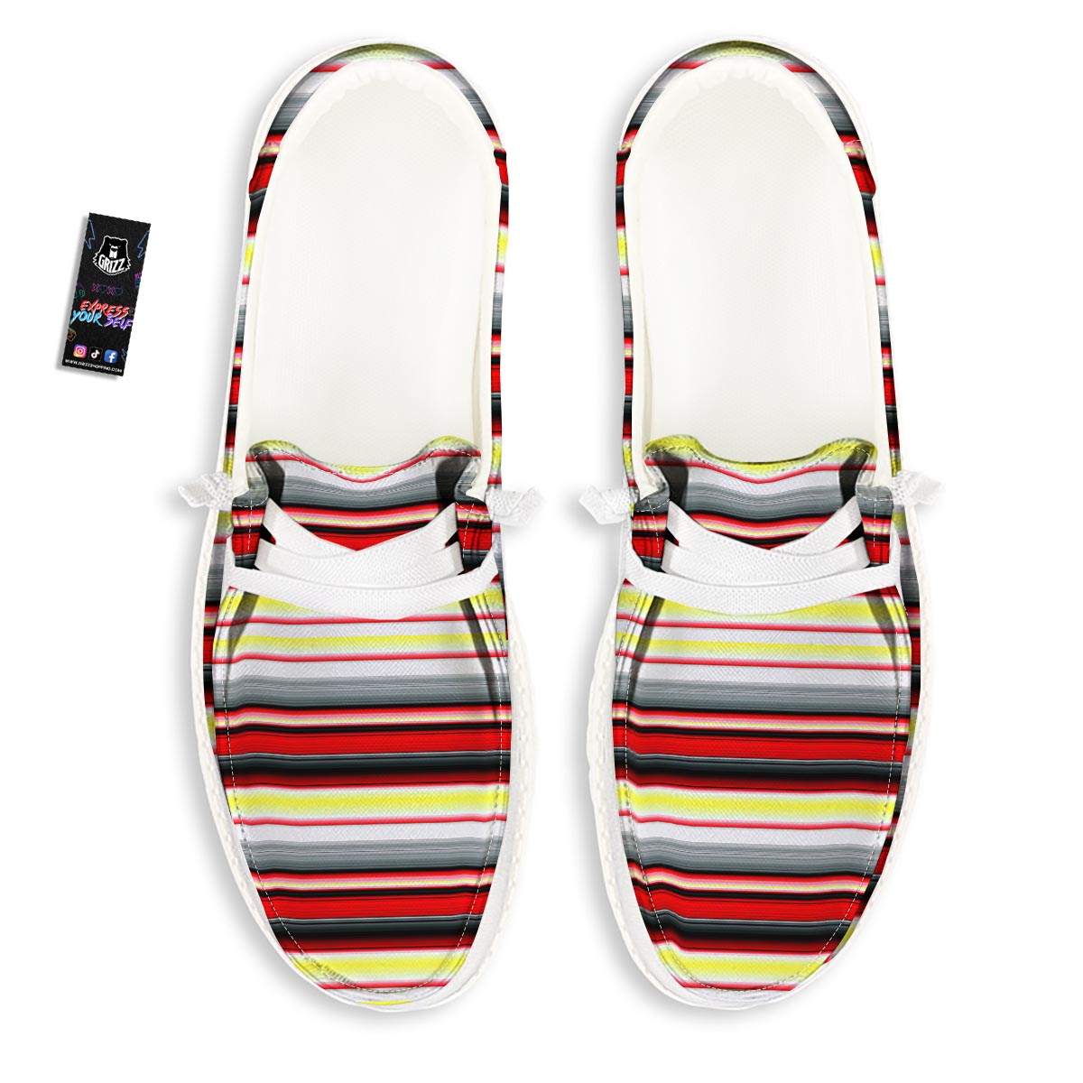 Blanket Stripe Tribal Serape Print Pattern White Loafers-grizzshop