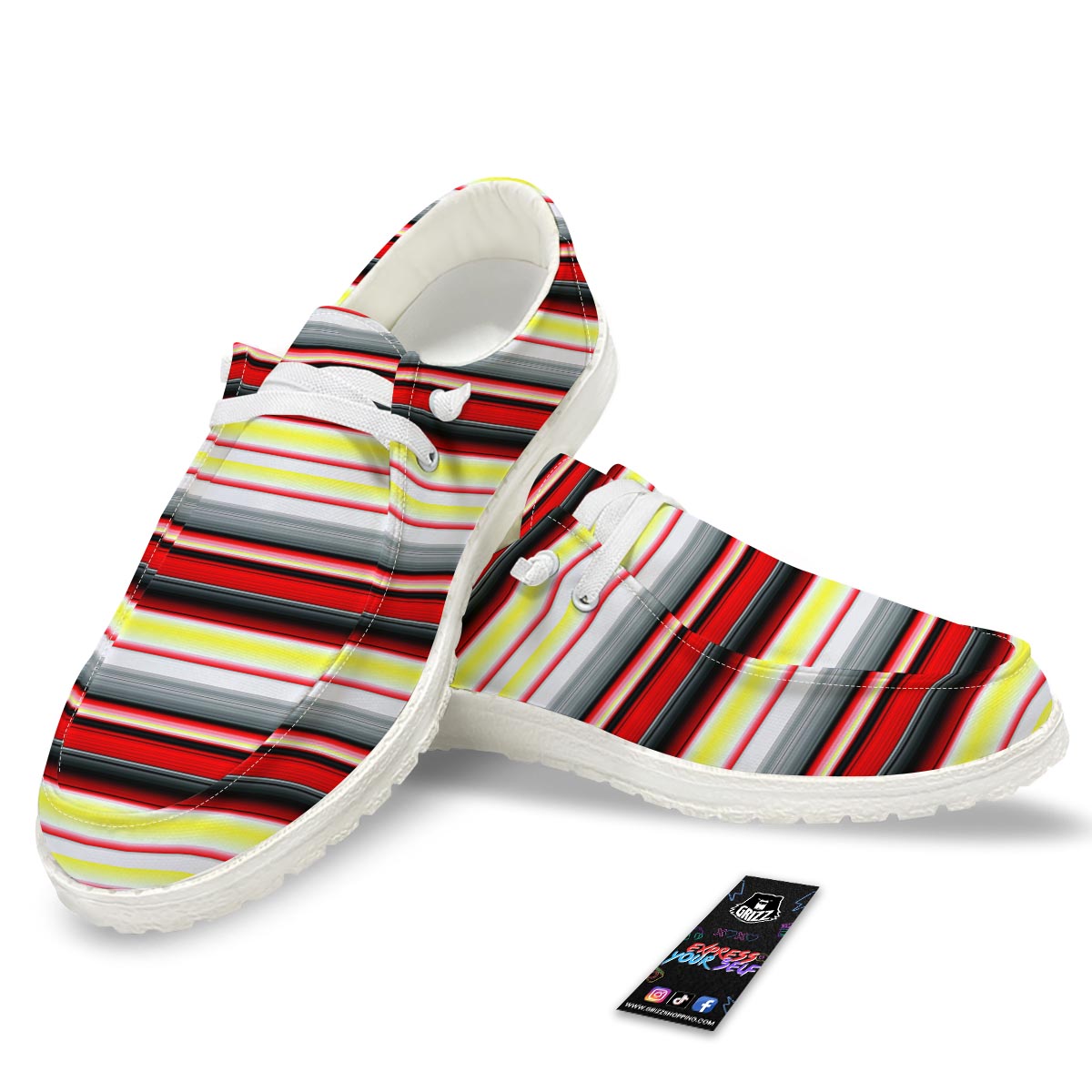 Blanket Stripe Tribal Serape Print Pattern White Loafers-grizzshop