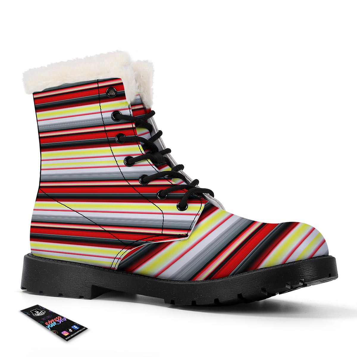 Blanket Stripe Tribal Serape Print Pattern Winter Boots-grizzshop