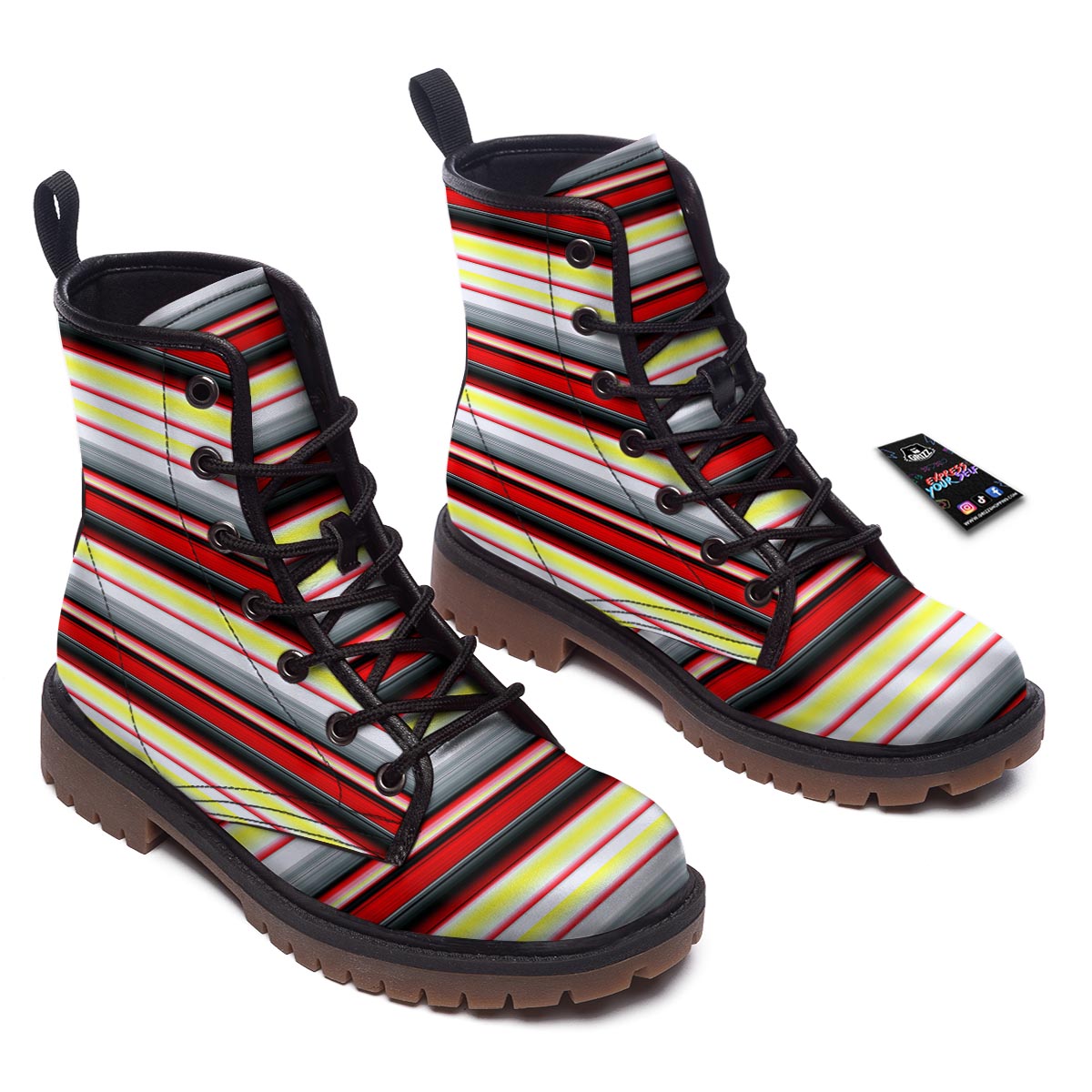 Blanket Stripe Tribal Serape Print Pattern Work Boots-grizzshop