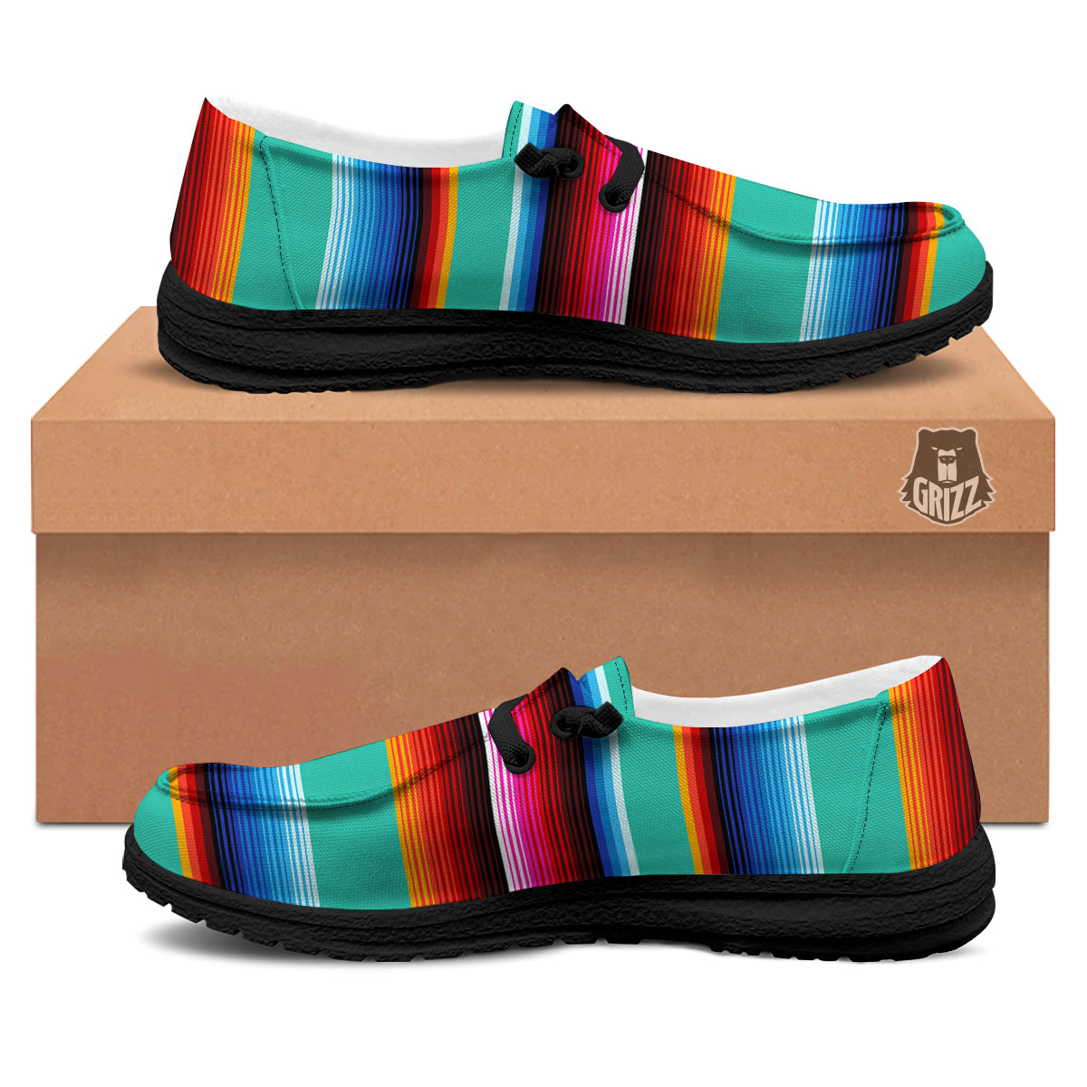 Blanket Stripes Cinco De Mayo Print Black Loafers-grizzshop