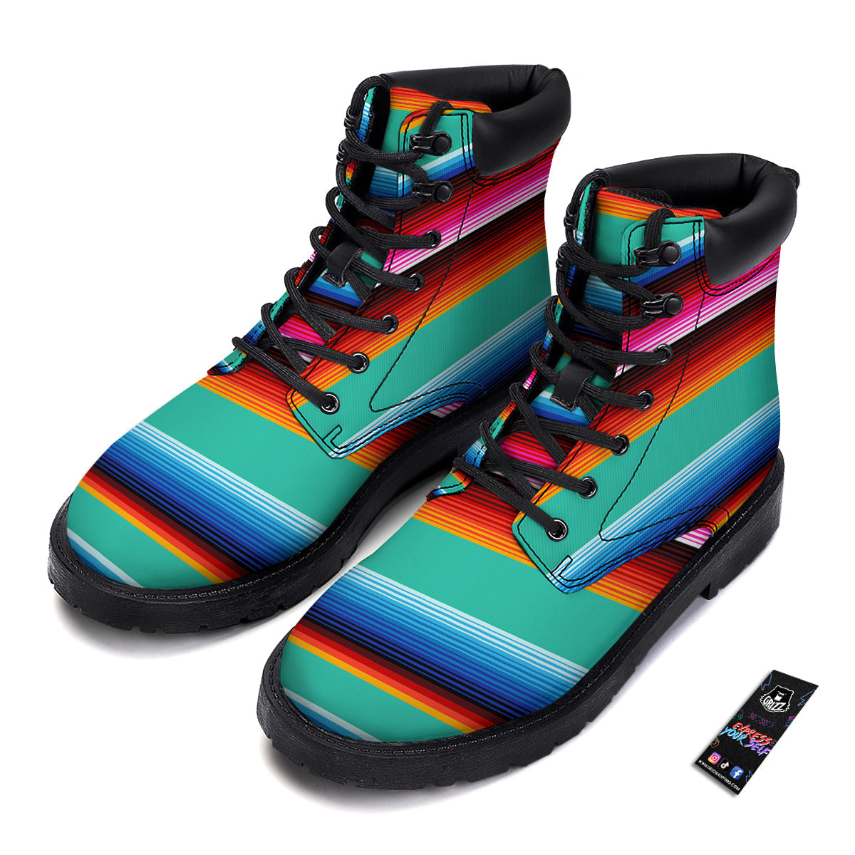 Blanket Stripes Cinco De Mayo Print Boots-grizzshop