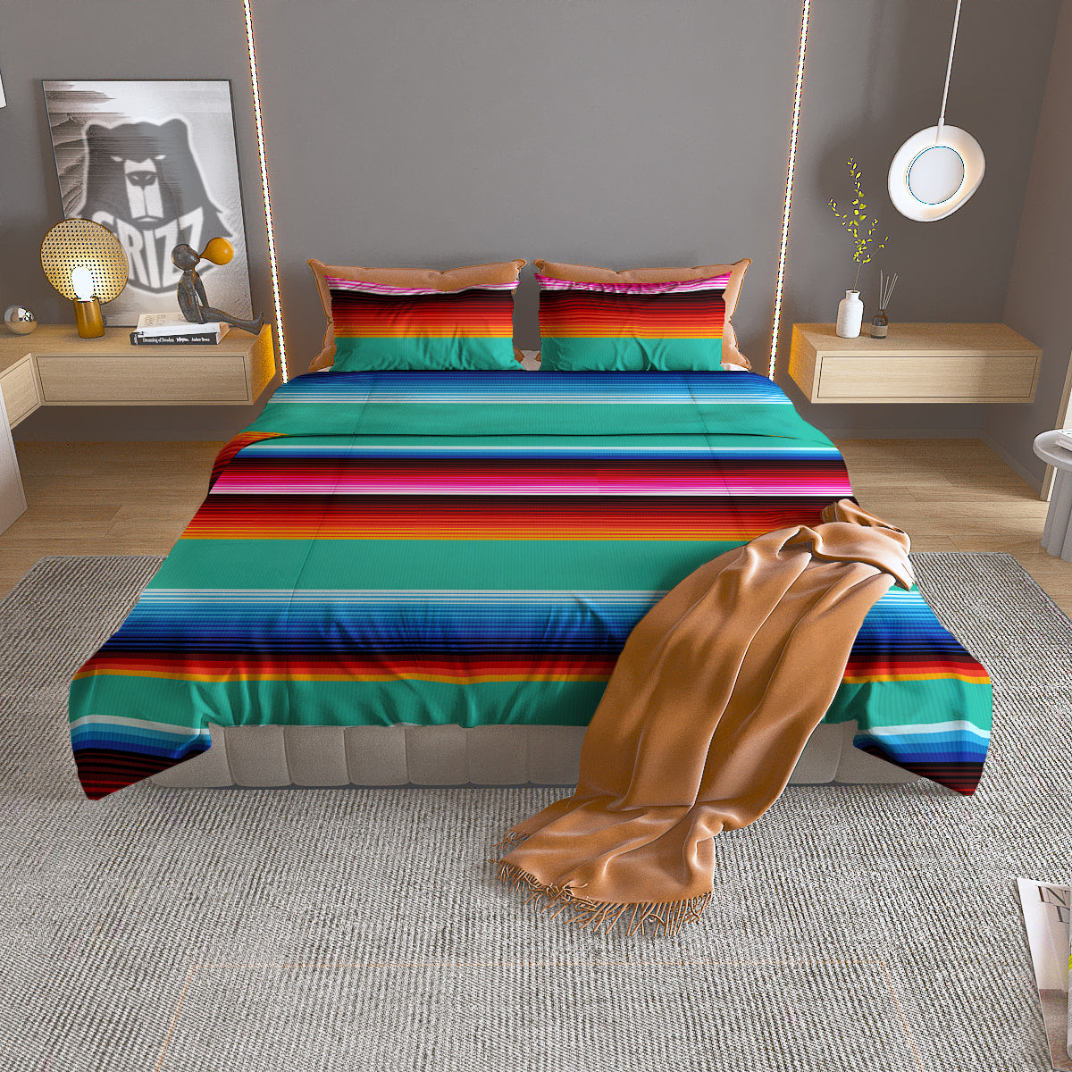 Blanket Stripes Cinco De Mayo Print Duvet Cover Bedding Set