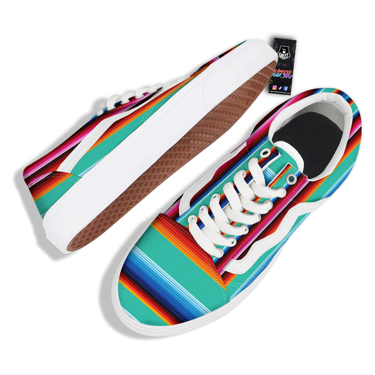 Blanket Stripes Cinco De Mayo Print Skate Shoes-grizzshop