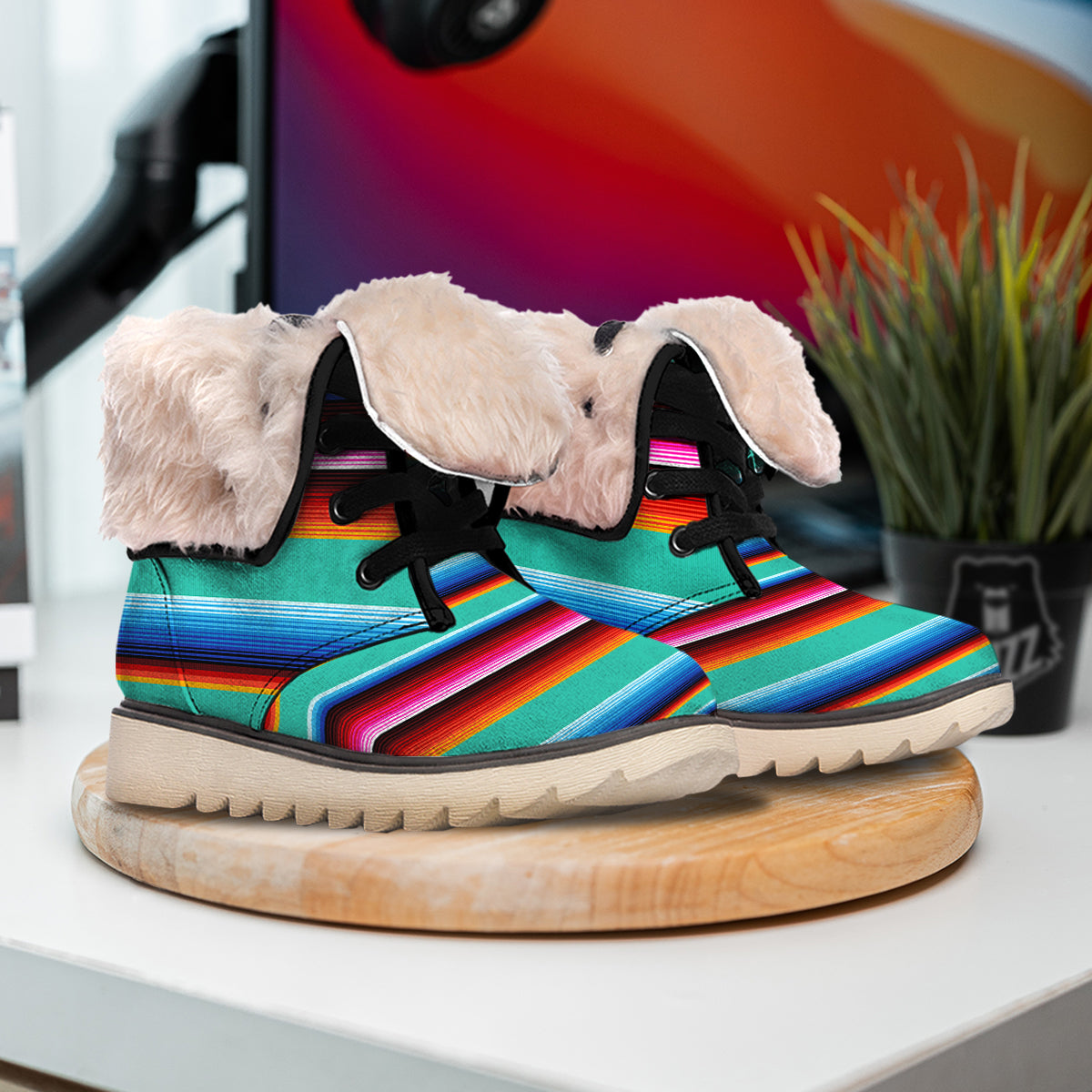 Blanket Stripes Cinco De Mayo Print Snow Boots-grizzshop