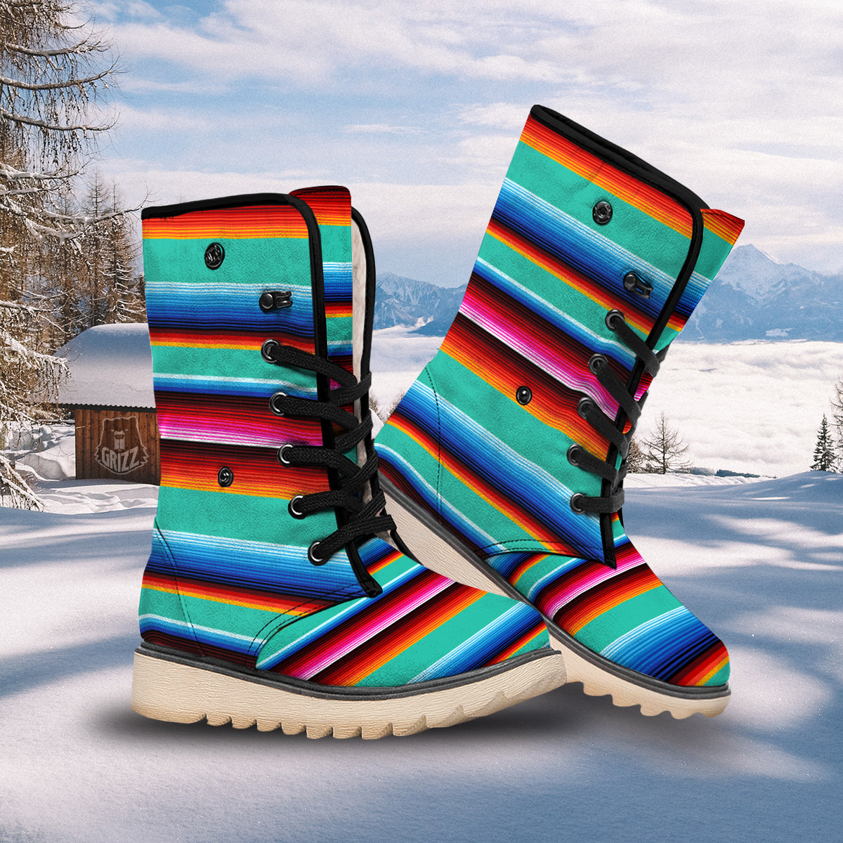 Blanket Stripes Cinco De Mayo Print Snow Boots-grizzshop