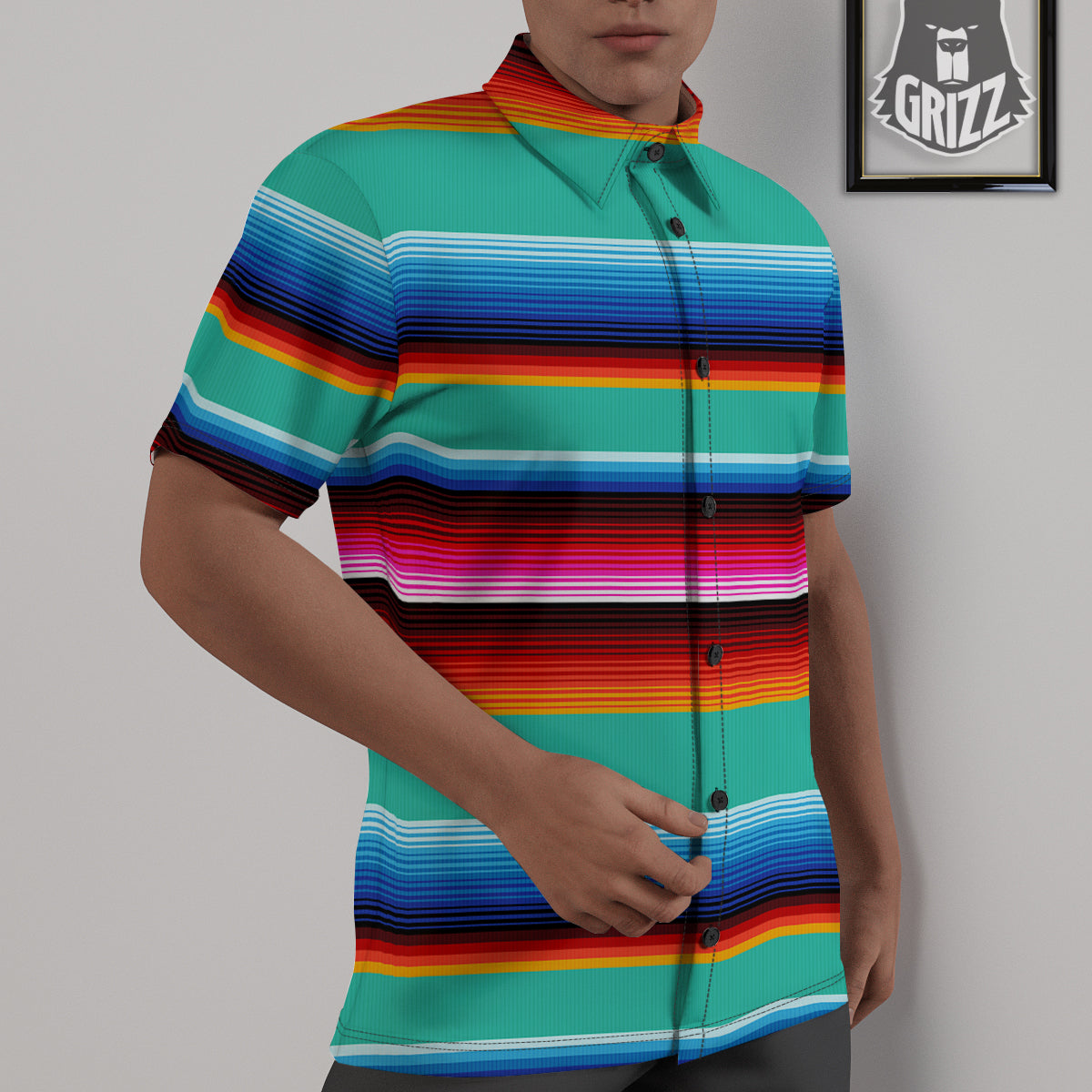 Blanket Stripes Cinco De Mayo Print Untucked Shirts-grizzshop