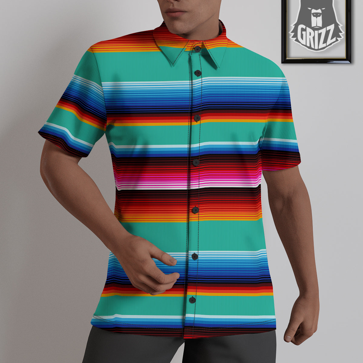 Blanket Stripes Cinco De Mayo Print Untucked Shirts-grizzshop