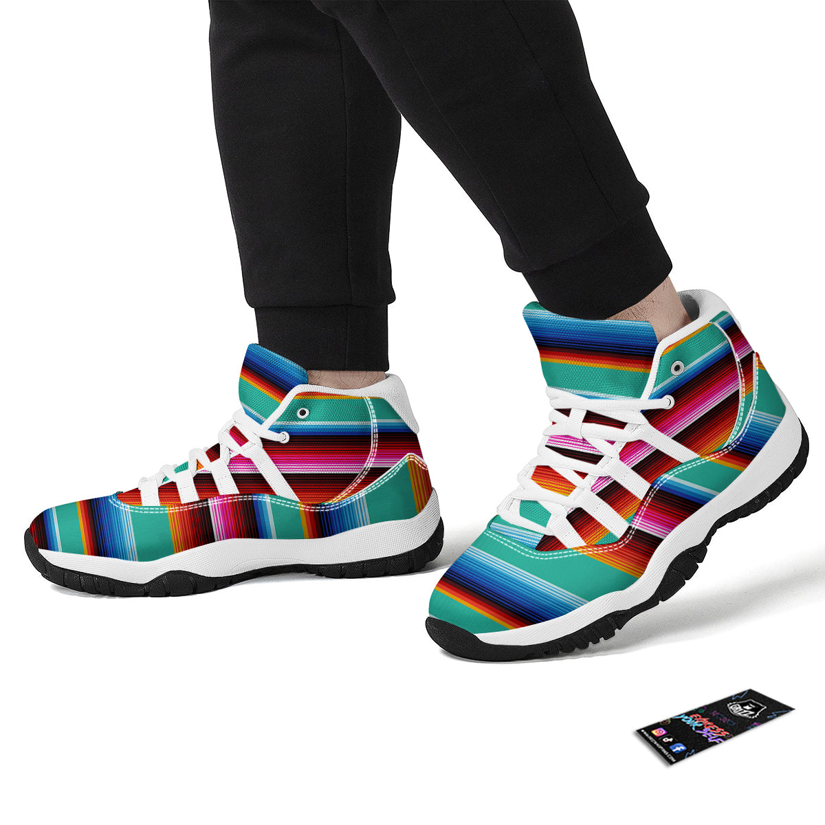 Blanket Stripes Cinco De Mayo Print White Bball Shoes-grizzshop
