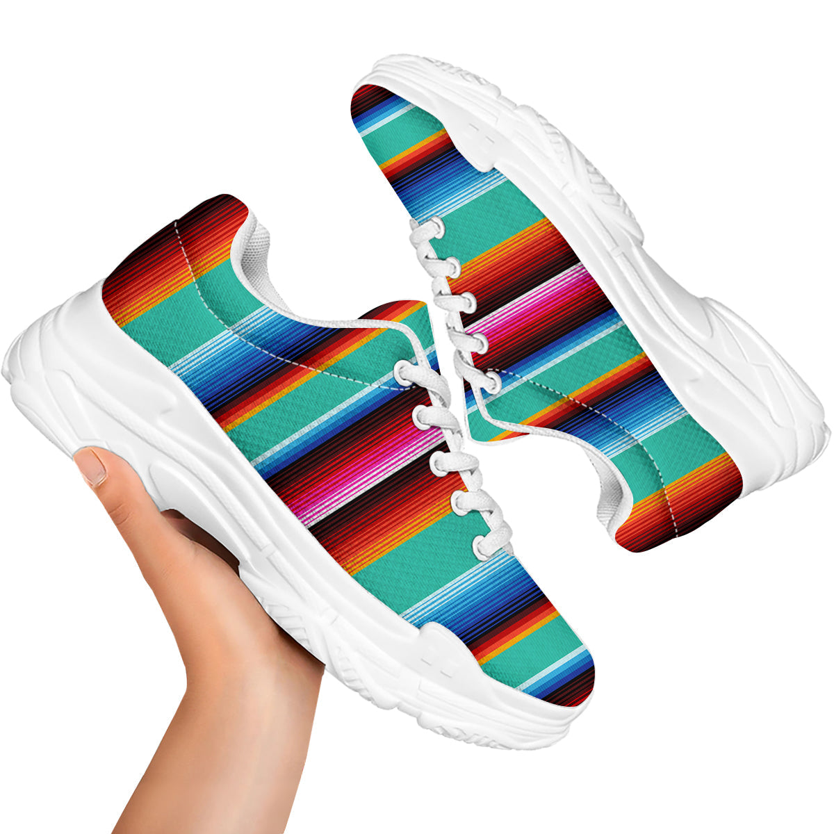 Blanket Stripes Cinco De Mayo Print White Chunky Shoes-grizzshop