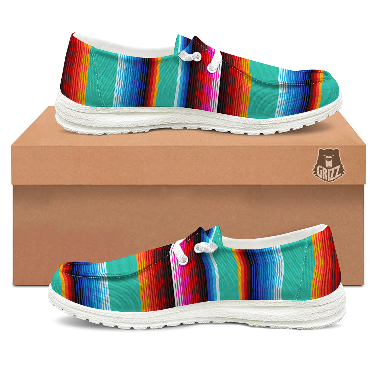 Blanket Stripes Cinco De Mayo Print White Loafers-grizzshop