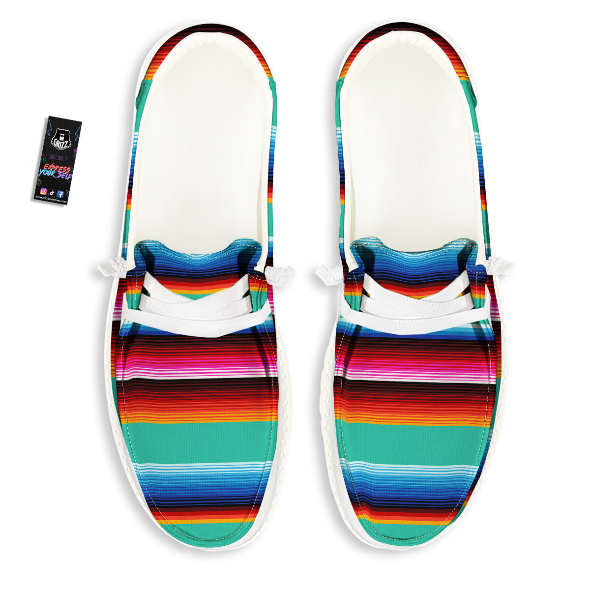 Blanket Stripes Cinco De Mayo Print White Loafers-grizzshop