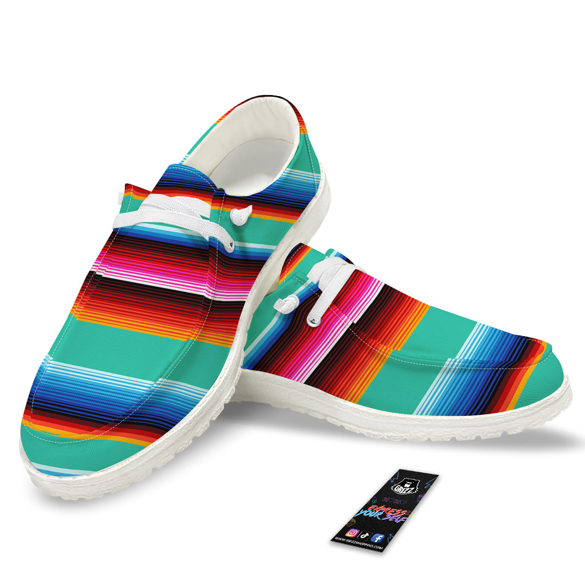 Blanket Stripes Cinco De Mayo Print White Loafers-grizzshop