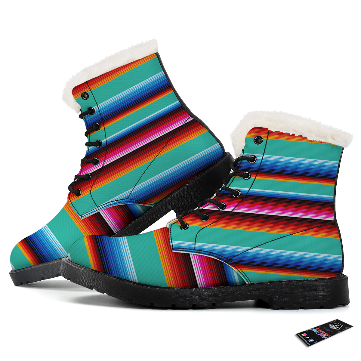 Blanket Stripes Cinco De Mayo Print Winter Boots-grizzshop