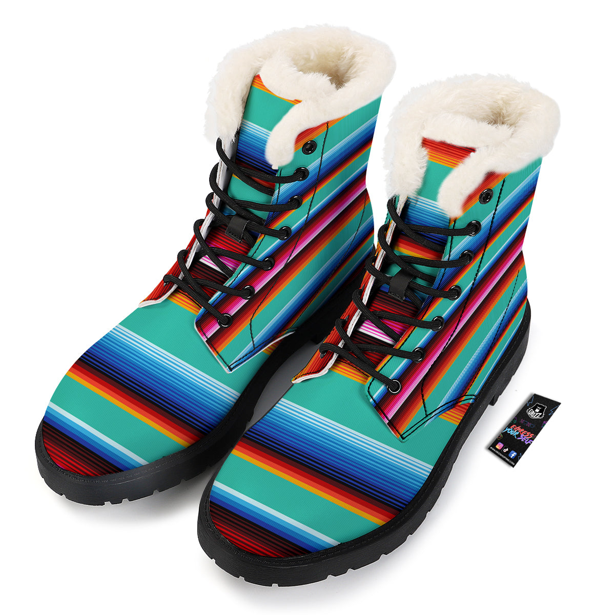 Blanket Stripes Cinco De Mayo Print Winter Boots-grizzshop