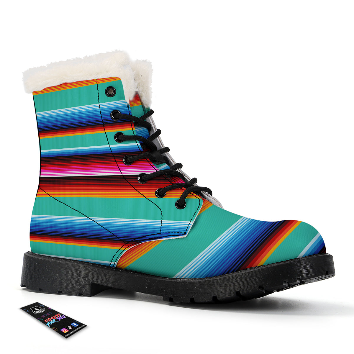 Blanket Stripes Cinco De Mayo Print Winter Boots-grizzshop