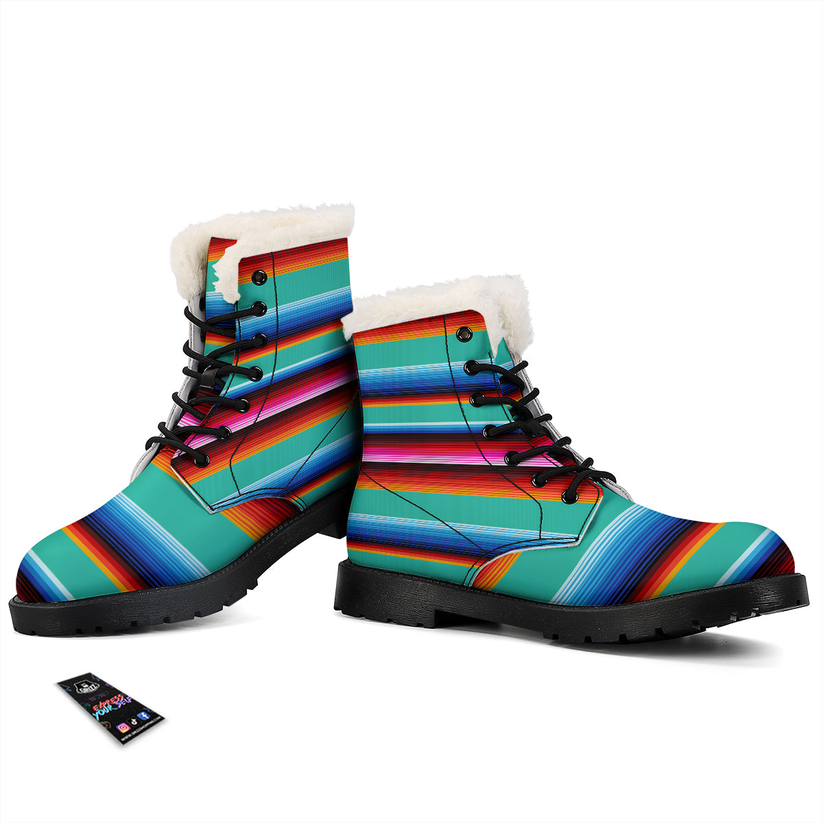 Blanket Stripes Cinco De Mayo Print Winter Boots-grizzshop