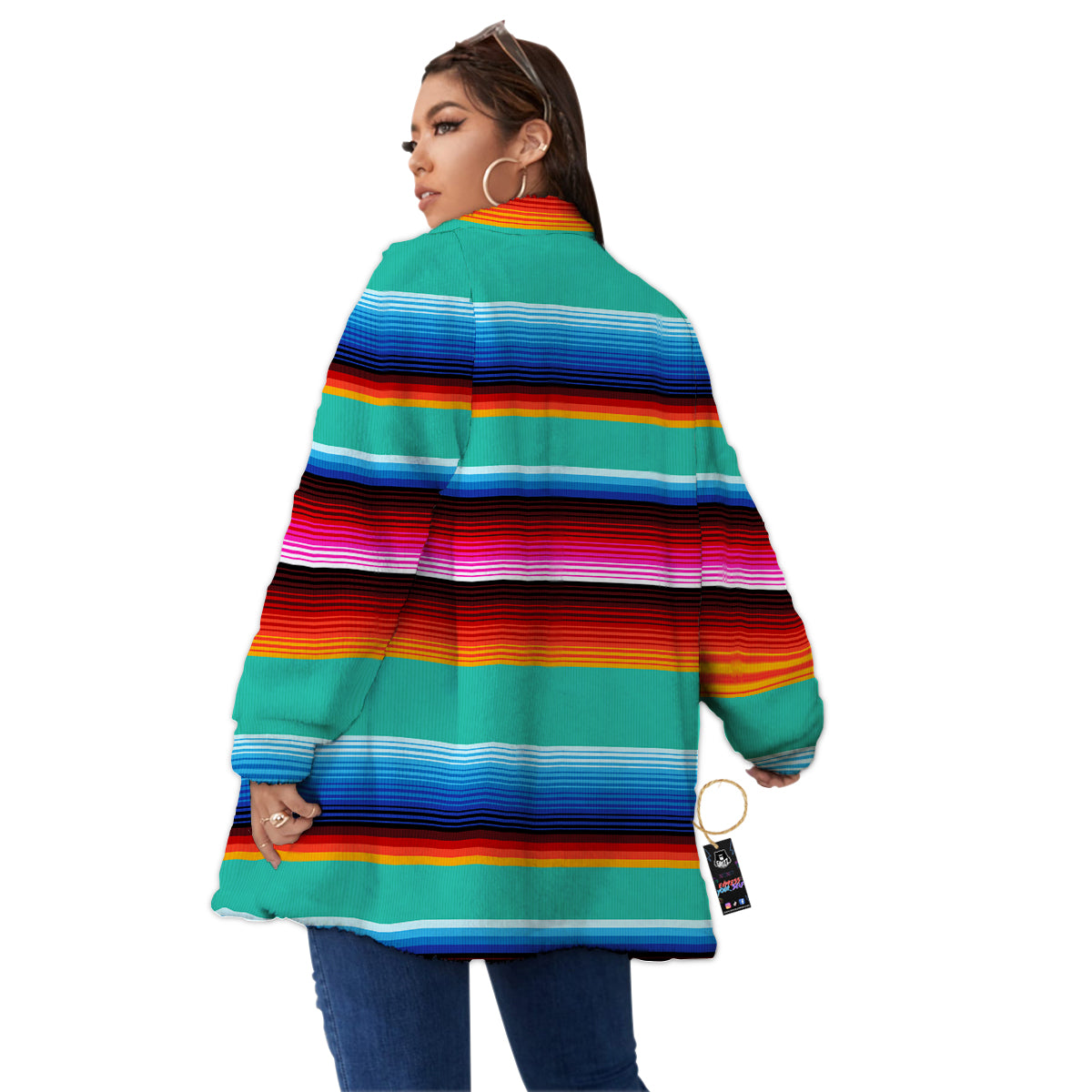 Blanket Stripes Cinco De Mayo Print Women's Sherpa Jacket-grizzshop