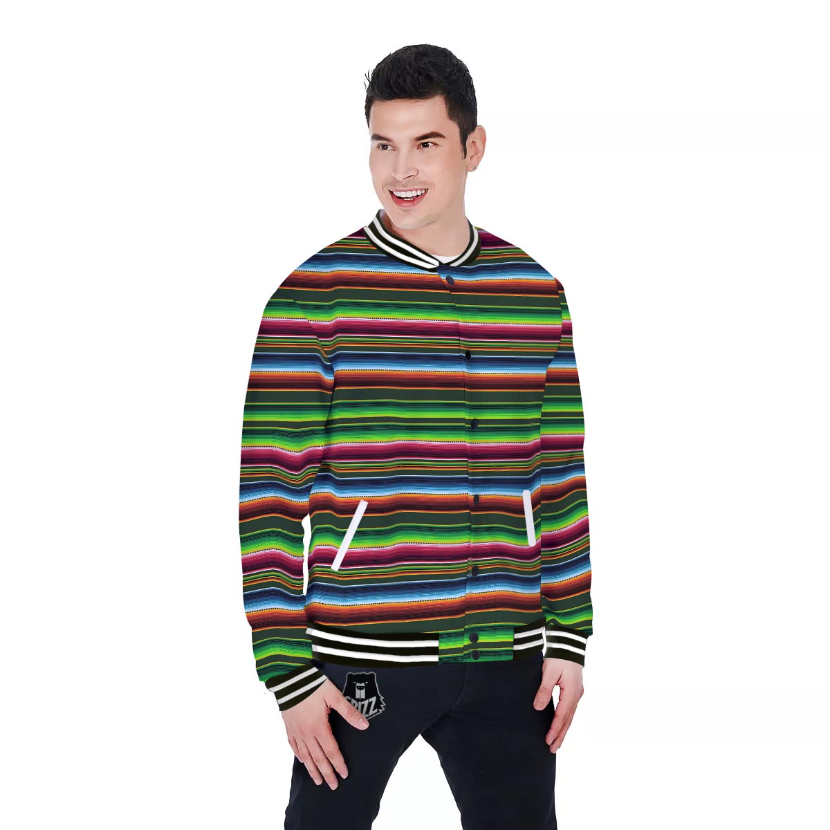 Blanket Tribal Mexican Print Pattern Baseball Jacket-grizzshop
