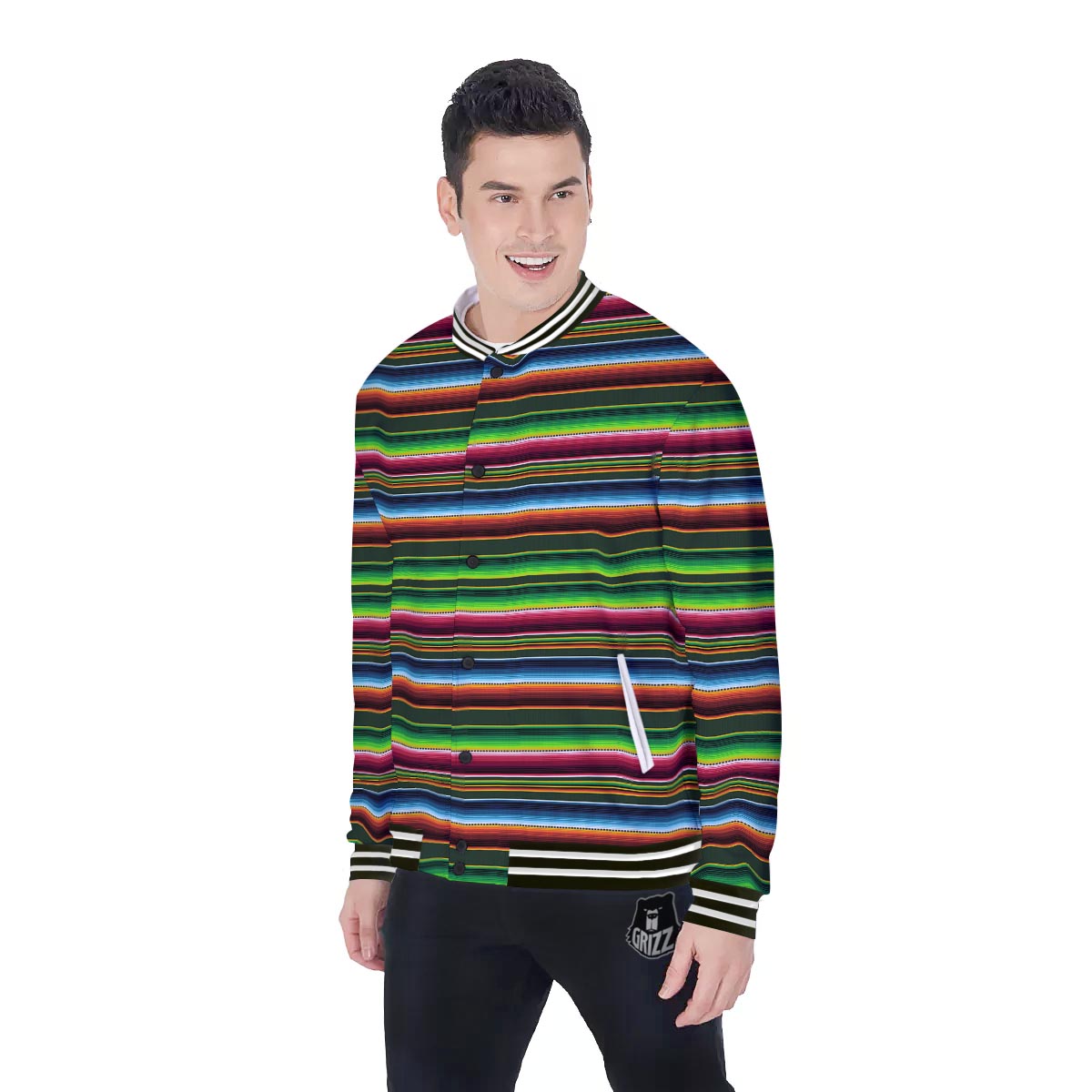 Blanket Tribal Mexican Print Pattern Baseball Jacket-grizzshop