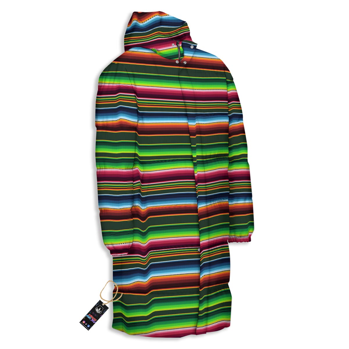 Blanket Tribal Mexican Print Pattern Long Down Jacket-grizzshop