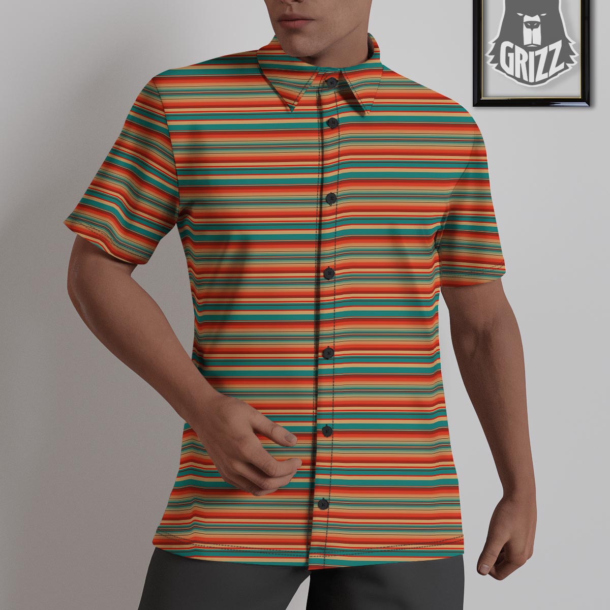 Blanket Tribal Serape Print Pattern Untucked Shirts-grizzshop
