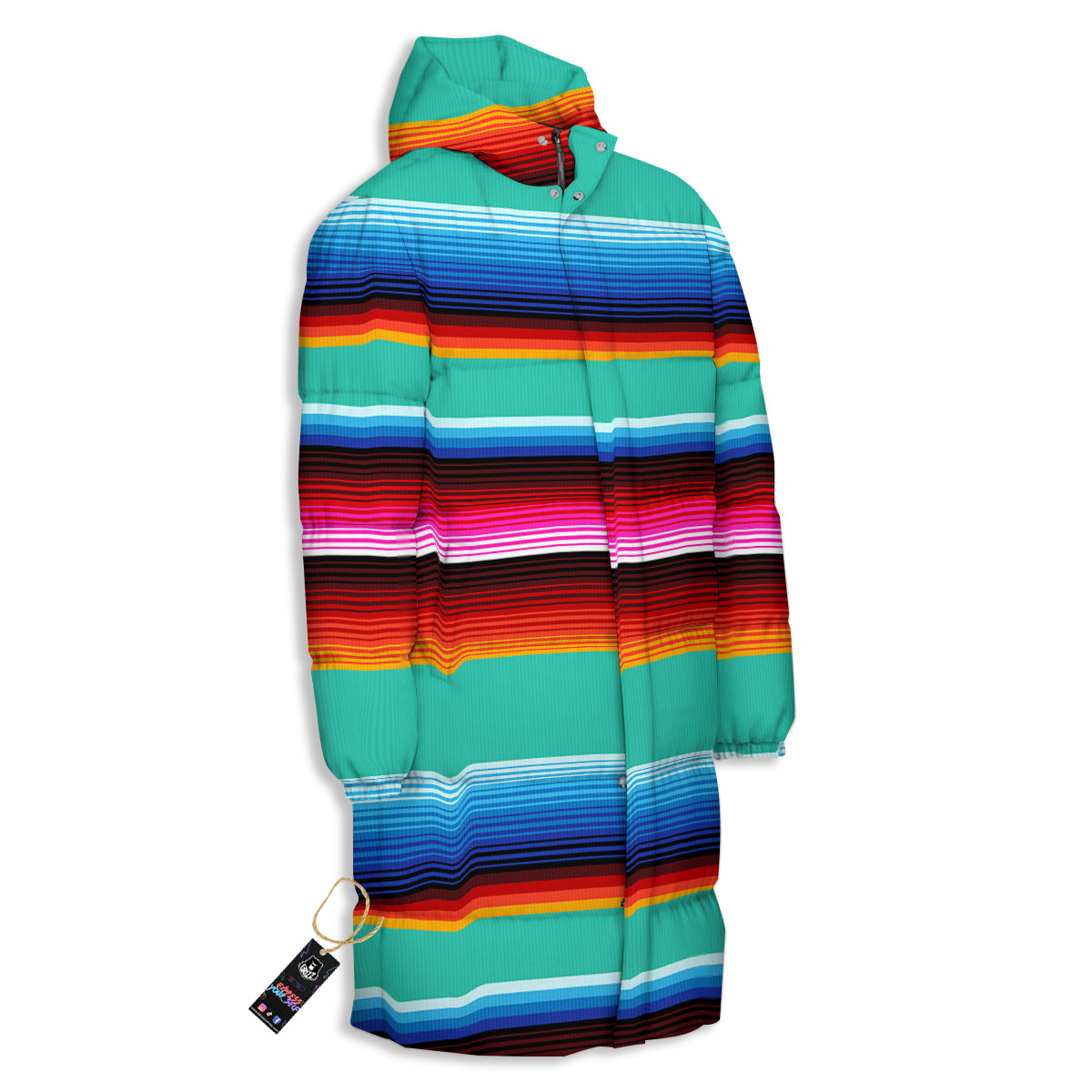 Blanket Stripes Cinco De Mayo Print Long Down Jacket