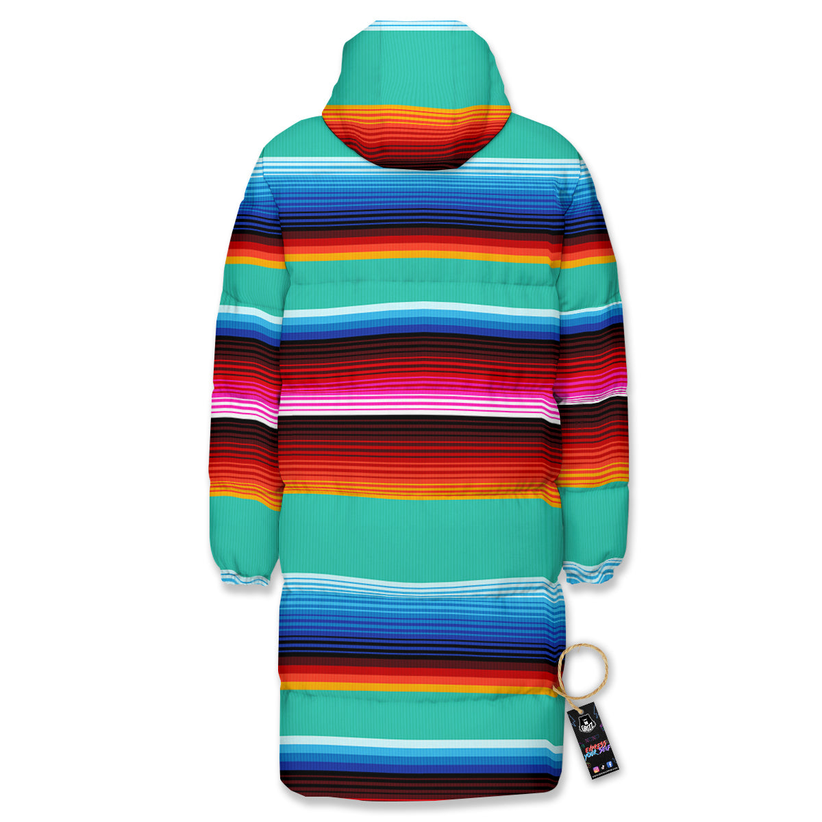 Blanket Stripes Cinco De Mayo Print Long Down Jacket